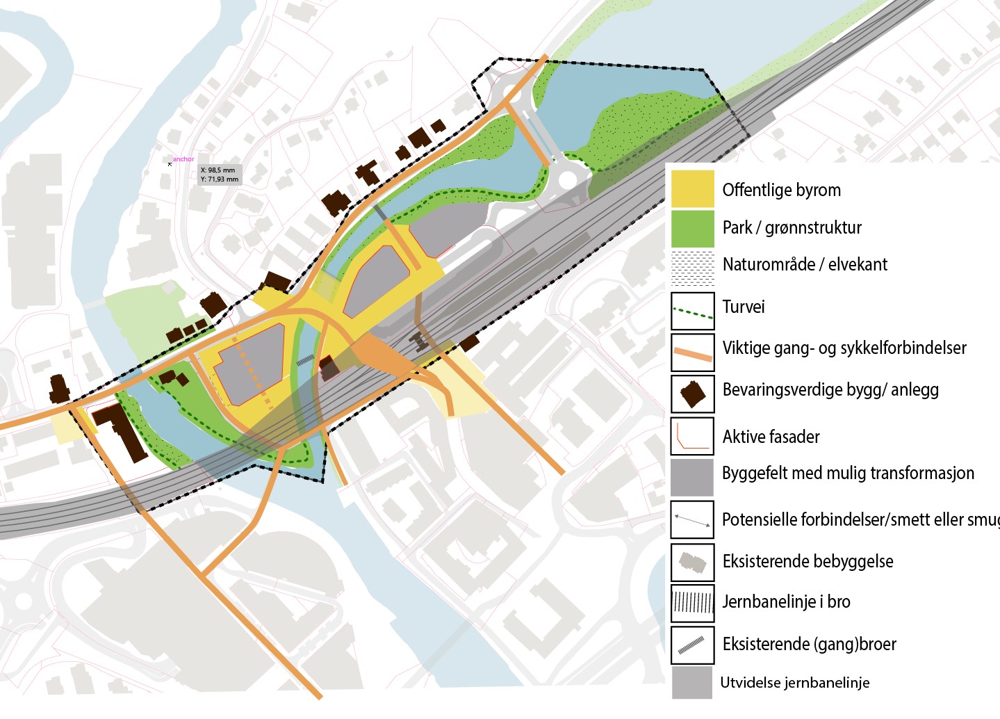 Byplangrep med sporutvidelse for Jernbanen. 