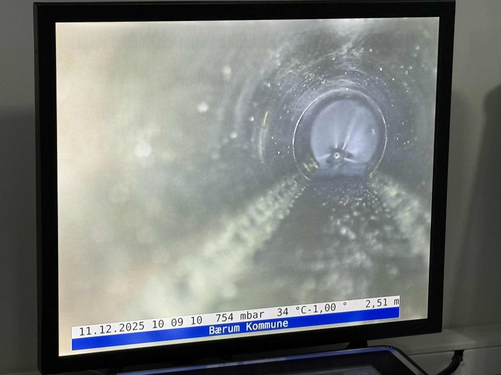 Bilde av en skjerm som viser spyling av rør