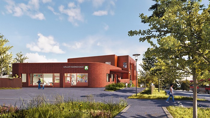 Illustrasjon av hvordan ny Vallen barnehage kan se ut