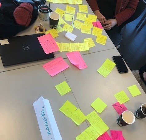 Selvbestemmelse - gruppe som er kreative med fargede lapper