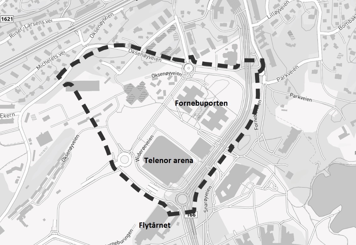 Planavgrensning kart Fornebuporten