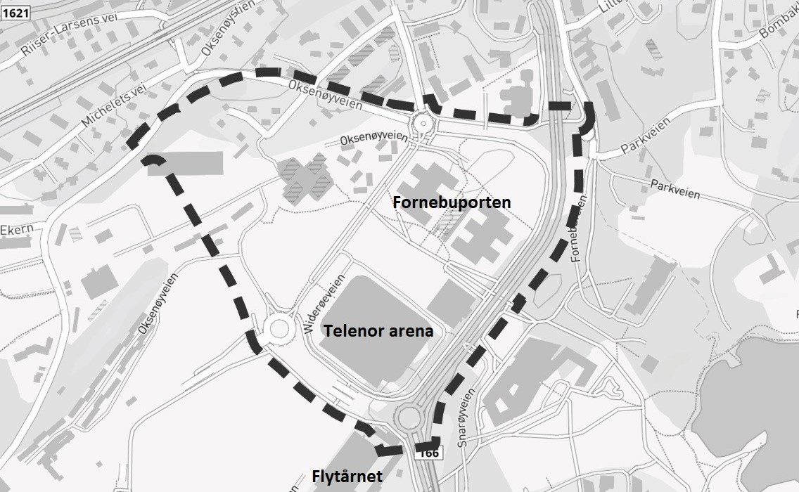 Planavgrensning kart Fornebuporten
