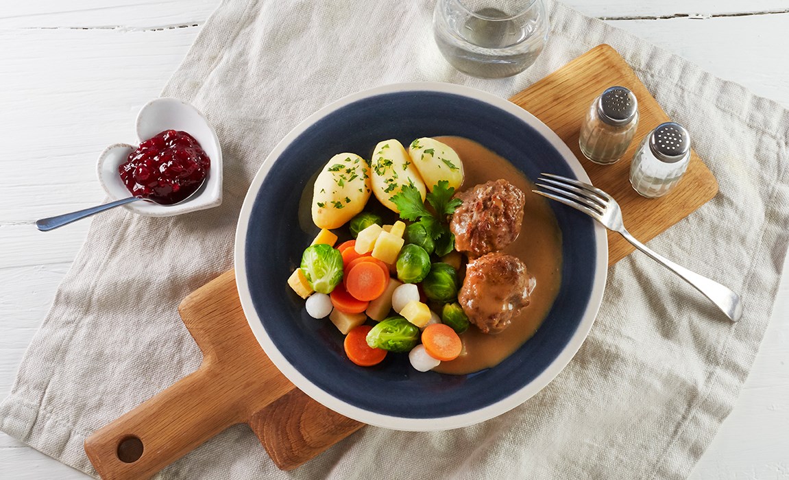 Fårefrikadeller med høstgrønnsaker