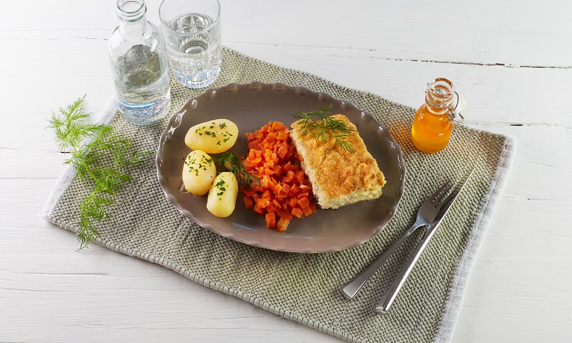 Fiskegrateng smør gulrot potet