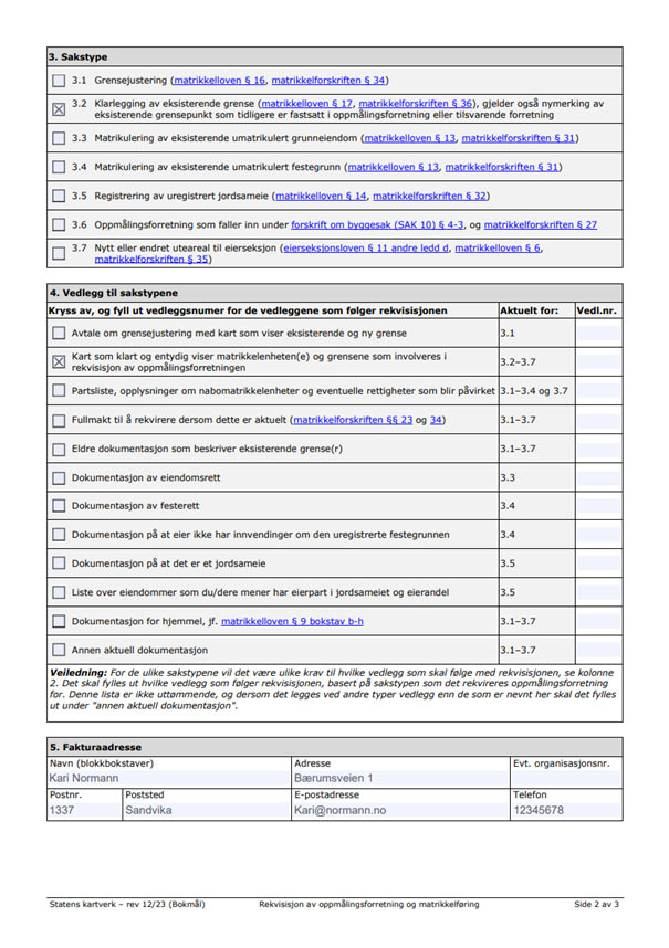 Eksempel 2 av skjema